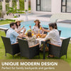 7-Piece Patio Dining Set, Acacia Wood Table & Black Rattan Chairs