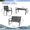 Dark Grey 4-Piece Outdoor Patio Conversation Set with Glass Table