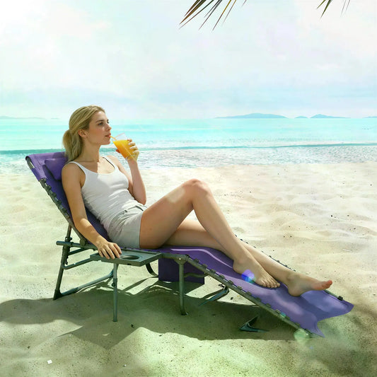 Folding Pool Chaise Lounge Chairs, Set of 2