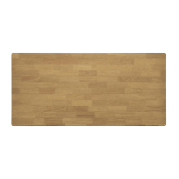 Rubberwood Dining Table with Rattan Accents, Seats 6