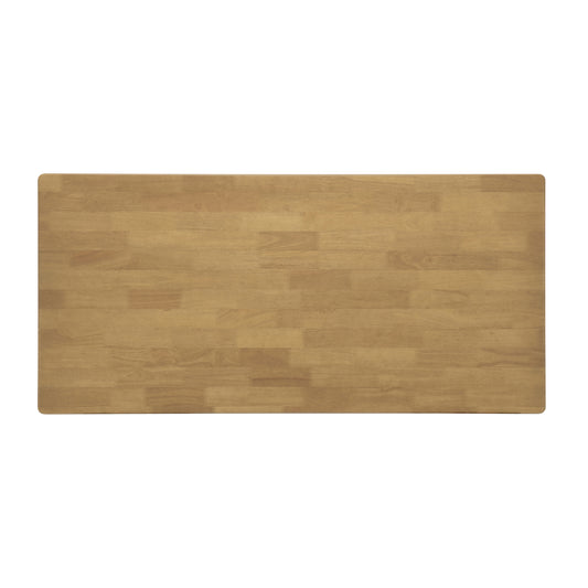 Rubberwood Dining Table with Rattan Accents, Seats 6