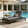 Outdoor Chaise Lounge Set — Acacia Wood, Dark Gray Cushions (Set of 2)