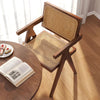 Rattan & Walnut Wood Lounge Chair, Set of 2