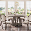 47-Inch Round Wood Farmhouse Dining Table, Grey