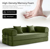 Green Corduroy Convertible Sofa Bed with Removable Armrests