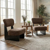 Set of 2 Brown Lounge Chairs with Black Wood Base