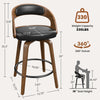 Black 26-Inch Counter Height Swivel Bar Stools, Set of 2