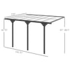 12' x 10' Aluminum Hardtop Pergola with Polycarbonate Roof, Gray