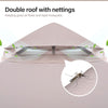 Double-Roof Patio Gazebo with Netting & Privacy Screens