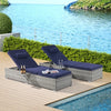 Rattan Chaise Lounge Set of 2 with Side Table