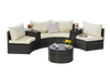 Half-Moon Sectional Set — 7 Piece Beige