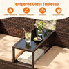 2-Seat PE Wicker Patio Loveseat with Storage Table