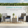 Coastal Wicker Bistro Set — 3 Piece, Navy & Gray