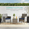 3-Piece Outdoor Wicker Bistro Set, Gray & Navy