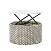 Round Rattan Daybed Sectional — round outdoor daybed in all-weather wicker with cushions