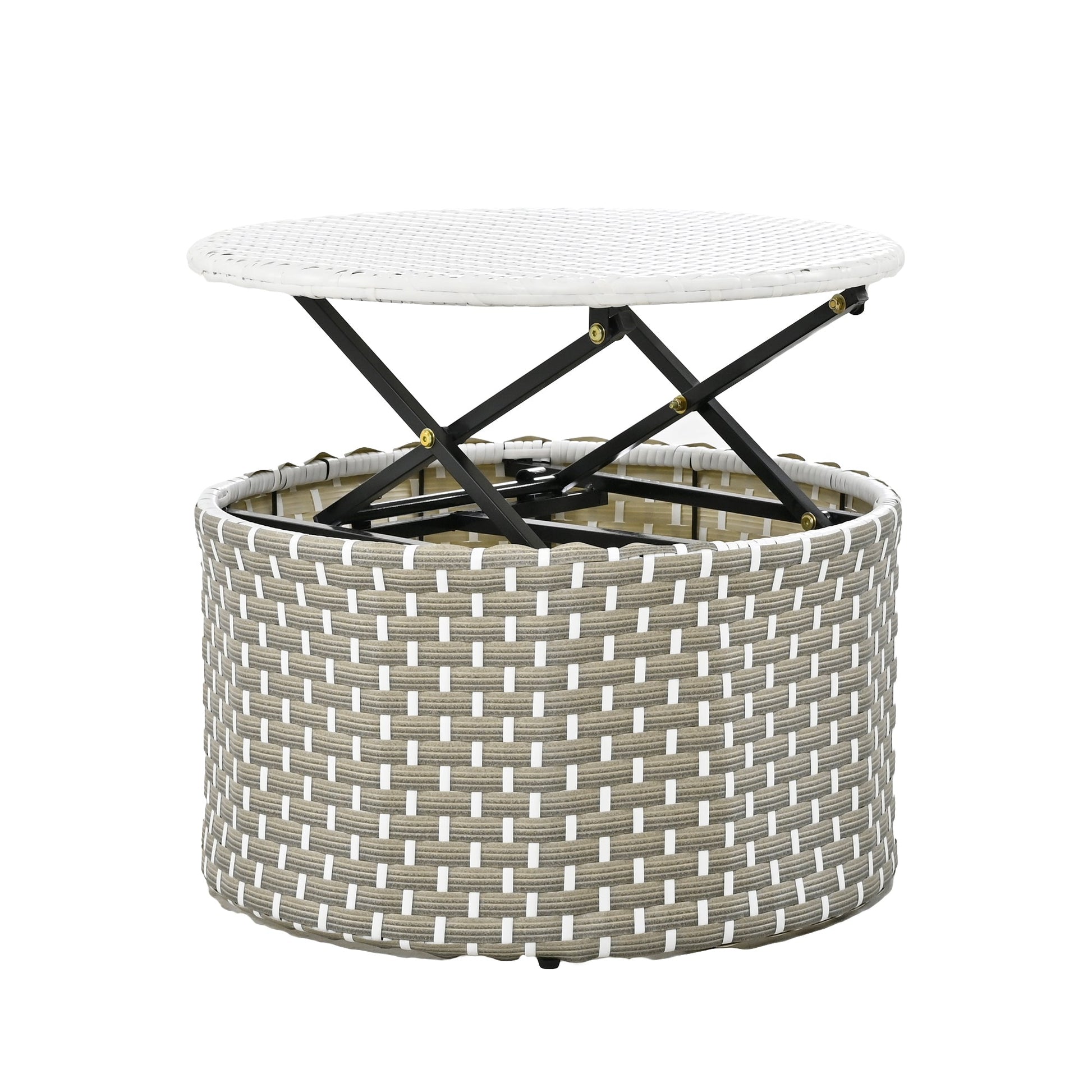 Round Rattan Daybed Sectional — round outdoor daybed in all-weather wicker with cushions