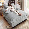 Cream Gray Oversized Chaise Lounge with Adjustable Backrest