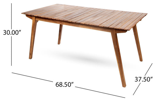 Outdoor Solid Wood Dining Set — 7 Piece, Acacia & Wicker Chairs