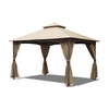 10' x 13' Double-Roof Gazebo with Mosquito Netting, Khaki