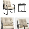 Three-Piece Patio Bistro Set with Rocking Chairs and Cushions, Beige