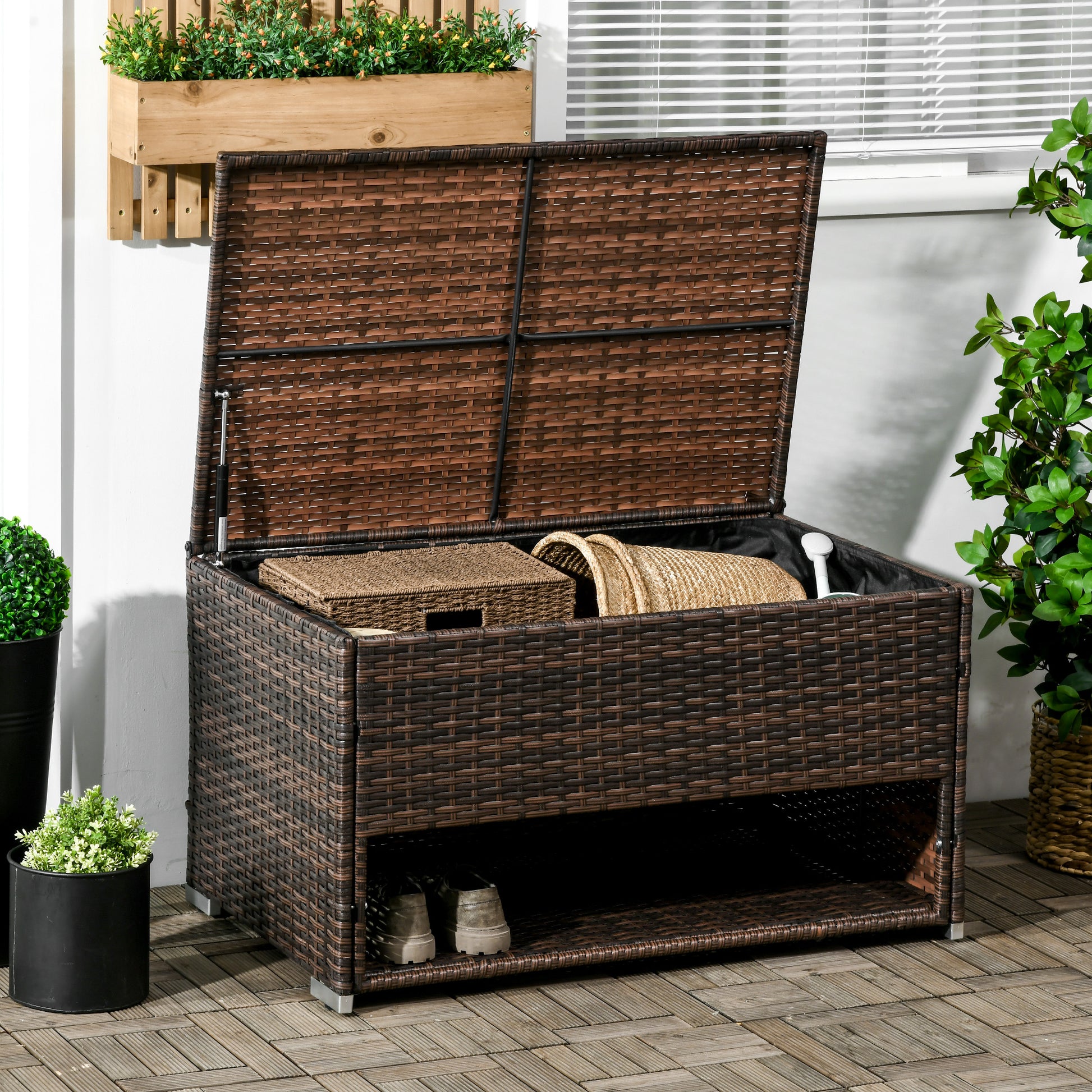 Rattan Deck Box & Towel Rack