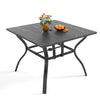 5-Piece Patio Dining Set with Wood-Grain Table, Umbrella Hole and 4