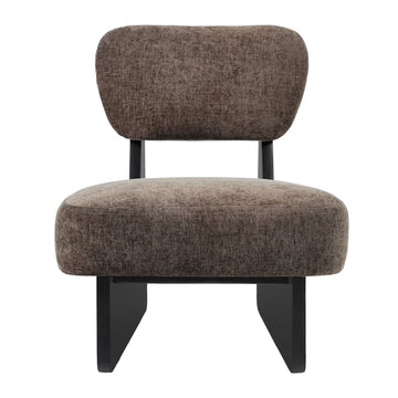 Set of 2 Brown Lounge Chairs with Black Wood Base