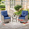 Natural Wicker Swivel Patio Chairs Set with Glass-Top Side Table