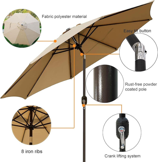 9ft Outdoor Patio Umbrella — Push Button Tilt