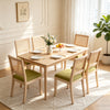 Cane Back Rattan Dining Chairs, Set of 2 — Olive Green