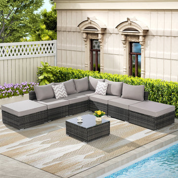 Outdoor Patio Seating Set 8-piece set with Cushions for Patio, Garden