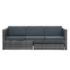 5-Piece PE Wicker Patio Set with Wood-Top Coffee Table