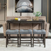 4-Piece Bar Table Set with Power, USB & 3 Padded Stools