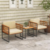 Three-Piece Acacia Wood Patio Chair Set with Cushioned Seats, Beige