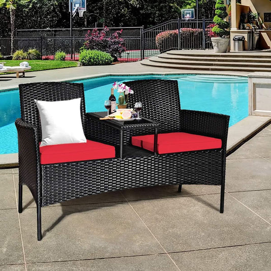 Wicker Outdoor Conversation Set With Removable Cushions