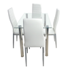 Rectangular Glass Dining Table with Stainless Steel Legs