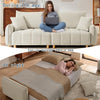 Cream Chenille Sleeper Sofa with Hidden Storage