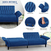 77-Inch Navy Velvet Convertible Sofa Bed with Armrests