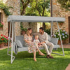 3-in-1 Patio Swing Bed with Adjustable Canopy - Champagne