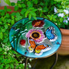 Terrance Floral Patio Side Table - Small Outdoor Glass End Table