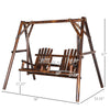 Adirondack Swing Chair, 2-Seat Freestanding Solid Wood, Outdoor