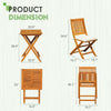 3-Piece Folding Bistro Set with Cushions, Acacia Wood
