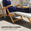 Folding Acacia Wood Patio Lounge Recliner with Footrest, White