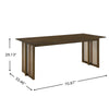 Walnut Rubberwood Dining Table with Rattan Accents, Seats 6