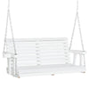 2-Seater Fir Wood Patio Swing Bench with Cup Holders