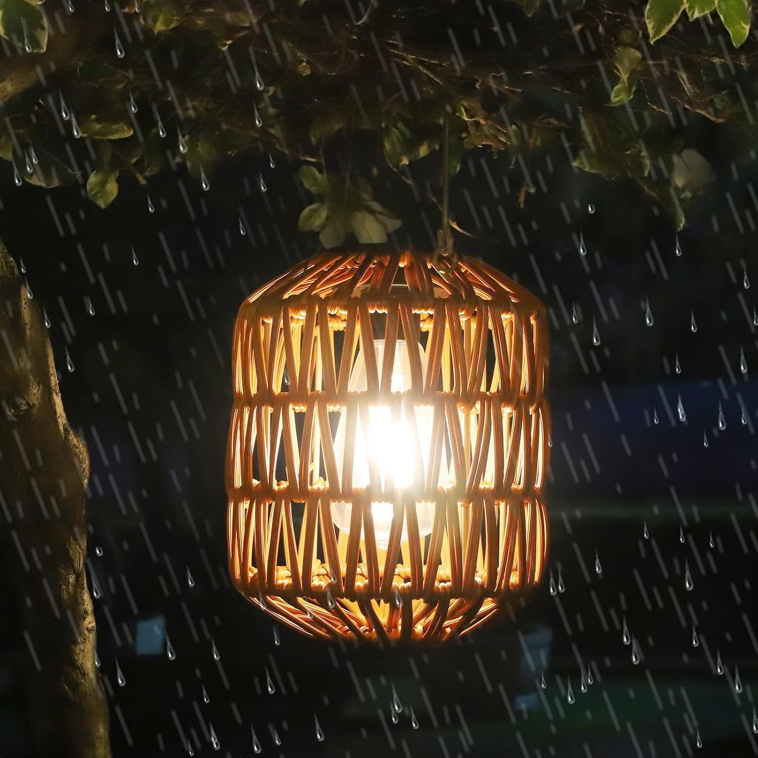 Solar Rattan Lanterns — Set of 2 — gallery image 7