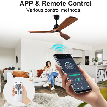 52" Black Walnut Ceiling Fan with Light & Remote