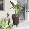 Set of 3 Tall Outdoor Planters, Rattan-Look, Brown