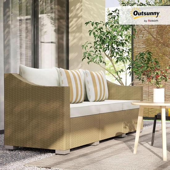 Comfortable All Weather Wicker Patio Sofa with Cushions-1