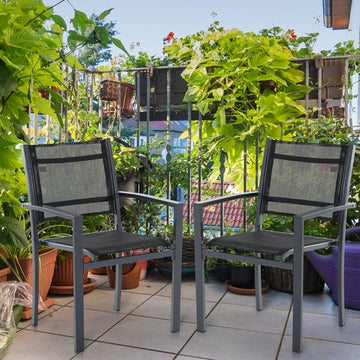 Outsunny Patio Dining Chair Outdoor Mesh Seat Bistro Chairs Set of 2